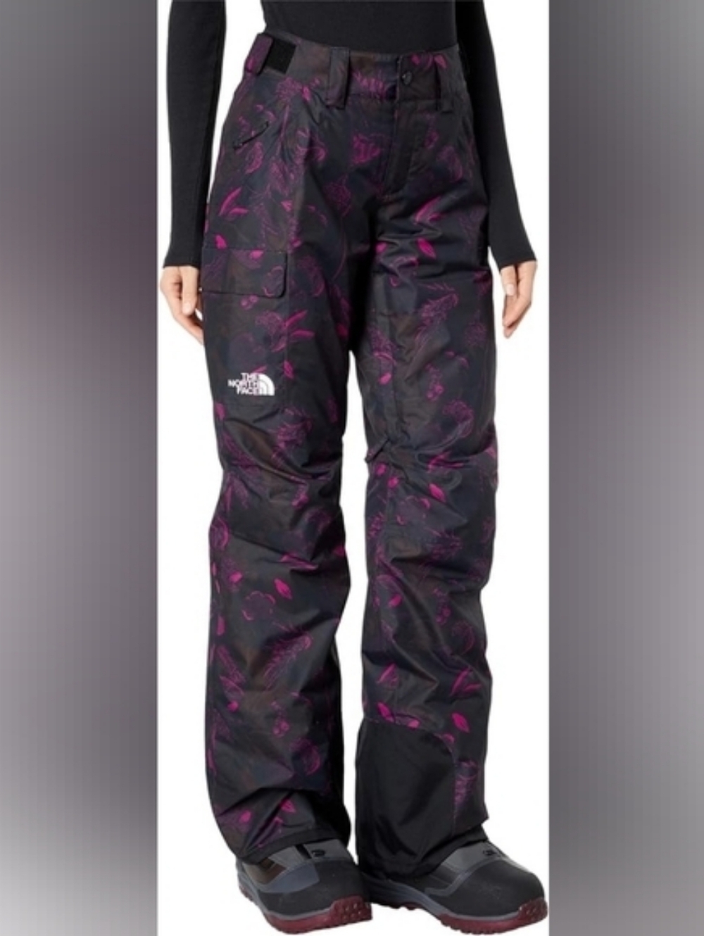 NWT The North Face Women’s Black with Magenta Print Snow Pants